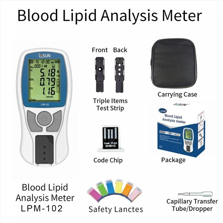 LysunFactory Price 4 in 1 Panel Quick Blood Lipid Analyzer For TC , TG , HDL , LDL