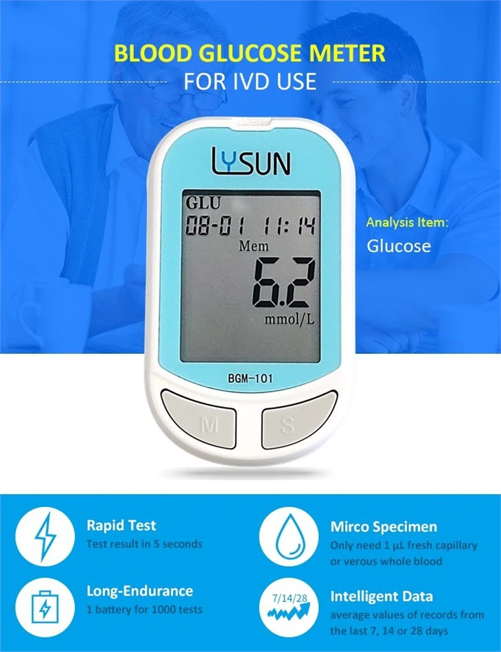 Mini Blood Glucometer 5-second Accurate Result Diabetes Glucose Monitor Home Blood Glucose Meter CE ISO Apprpved
