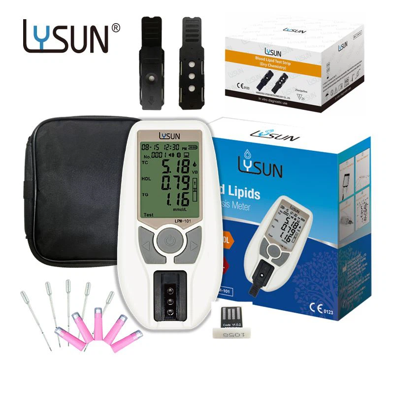Analyseur de lipides sanguins Portable 4 en 1 POCT, compteur de cholestérol, Test de lipides sanguins