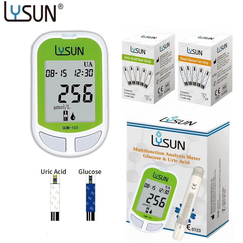 Lysun Health Machine analyseur de glycémie et d'acide urique bandelettes de Test d'acide urique