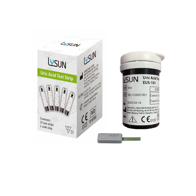 L'analyseur Lysun Poct reconnaît automatiquement les bandelettes de test d'acide urique pour la gomme-101