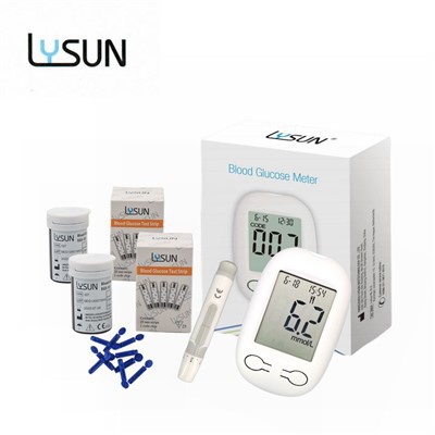 Appareil de test de glycémie LYSUN BGM-102N avec bandelettes de test Glucomètre de contrôle précis du sang avec bandelette