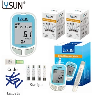 Lysun – Kit de mesure de la glycémie approuvé CE, avec bandelettes de Test, dispositif de mesure du sucre